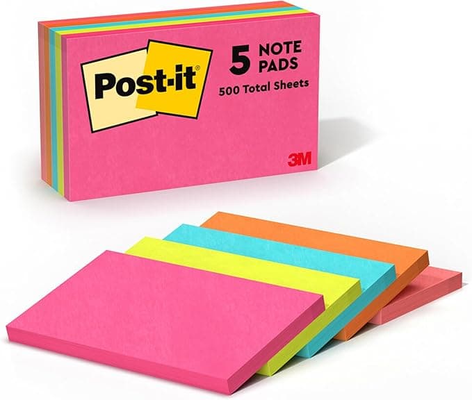 Post-it Notes, 3 in x 5 in, 5 Pads